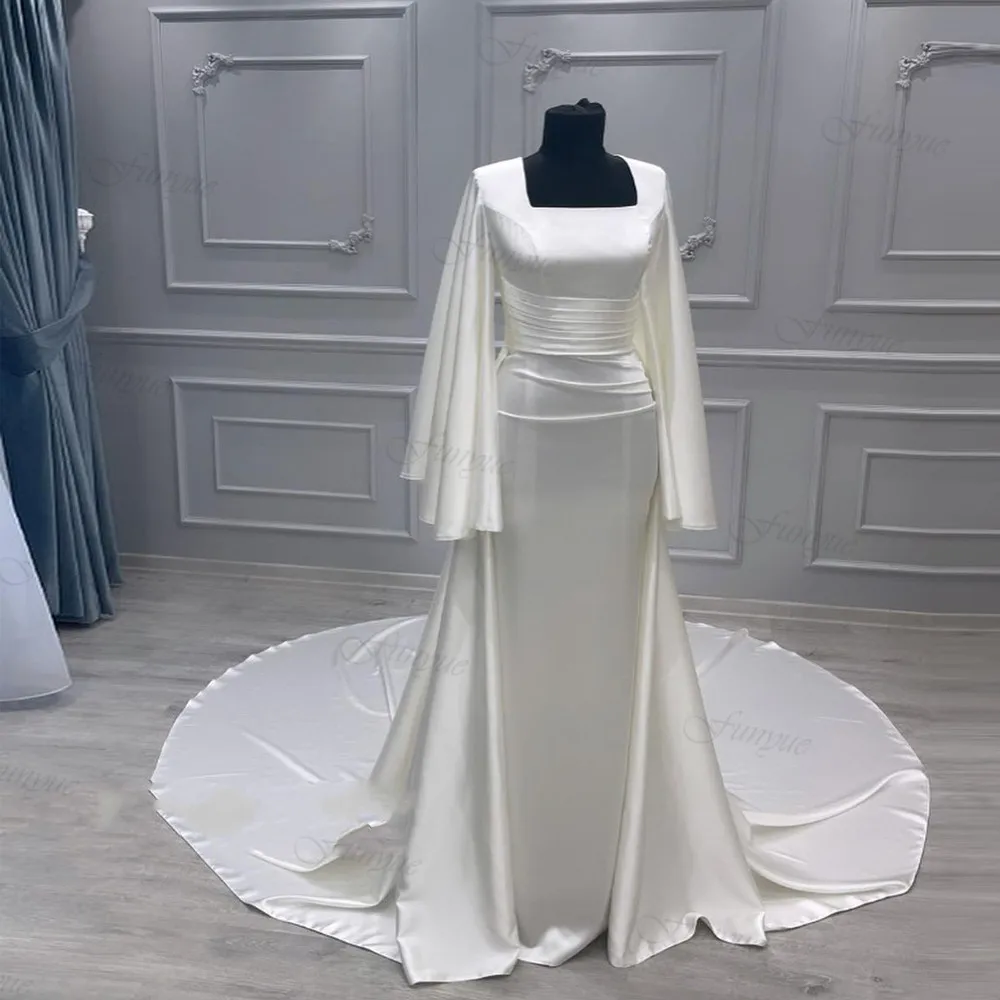 Square Neck Luxury Satin Muslim Wedding Gowns for Women 2024 Bride Court Train Full Sleeves Ivory Bridal Dress Mermaid
Square Neck Luxury Satin Muslim Wedding Gowns for Women 2024 Bride Court Train Full Sleeves Ivory Bridal Dress Mermaid