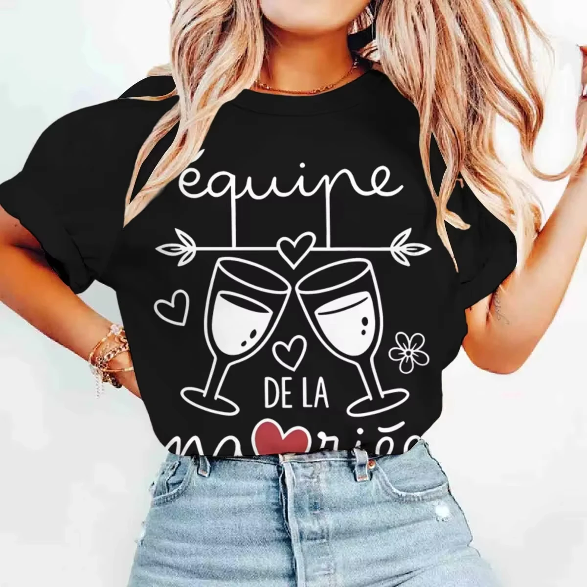 Équipe De La Mariée T-shirts Women French Team Bride EVJF Bachelorette Party Streetwear Hen Party Ladies T Shirts Tops
Équipe De La Mariée T-shirts Women French Team Bride EVJF Bachelorette Party Streetwear Hen Party Ladies T Shirts Tops