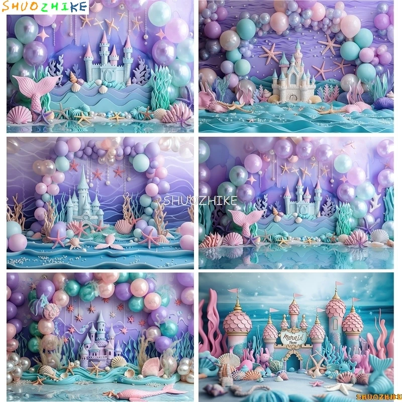 Fairy Castle Mermaid Seashells Circus Tent Photography Backdrops Balloons Birthday Party Decor Photo Studio Background NR-01
Fairy Castle Mermaid Seashells Circus Tent Photography Backdrops Balloons Birthday Party Decor Photo Studio Background NR-01