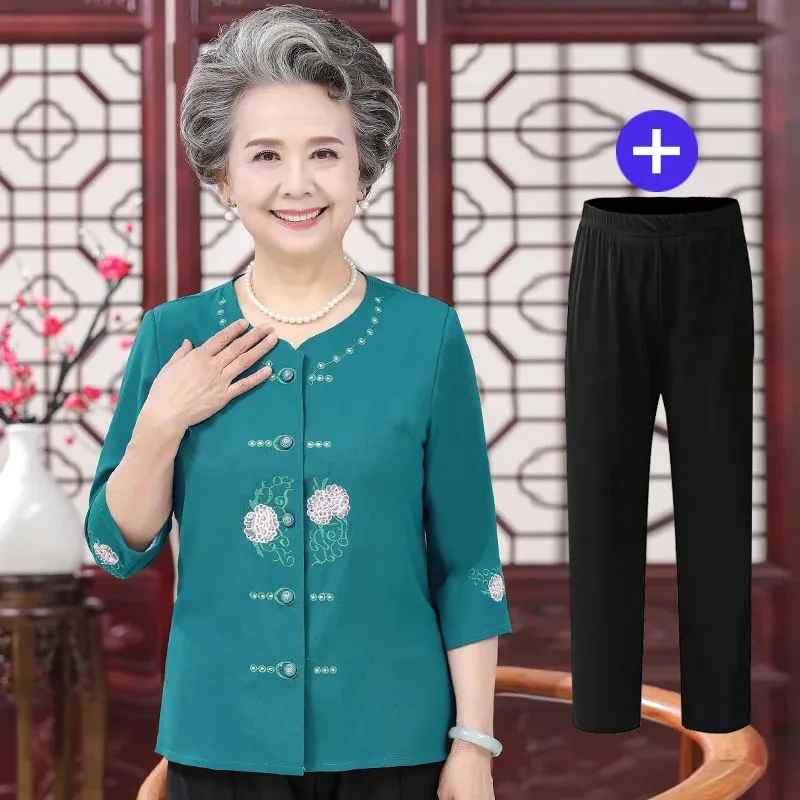 5XL Elderly People Cardigan Blouse Coat New Spring Summer 3/4 Sleeve Grandm Embroidery Shirt Middle Age Women Top And Pant Sets
5XL Elderly People Cardigan Blouse Coat New Spring Summer 3/4 Sleeve Grandm Embroidery Shirt Middle Age Women Top And Pant Sets