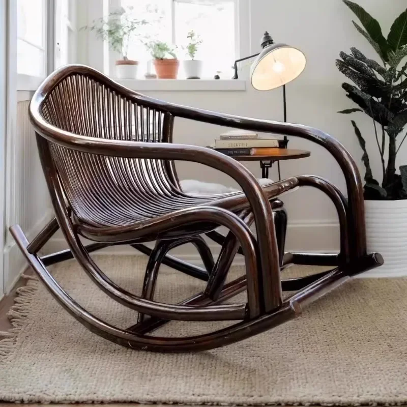 Black walnut rocking chair single recliner natural vine sofa chair balcony lazy chair casual adult rocking
Black walnut rocking chair single recliner natural vine sofa chair balcony lazy chair casual adult rocking