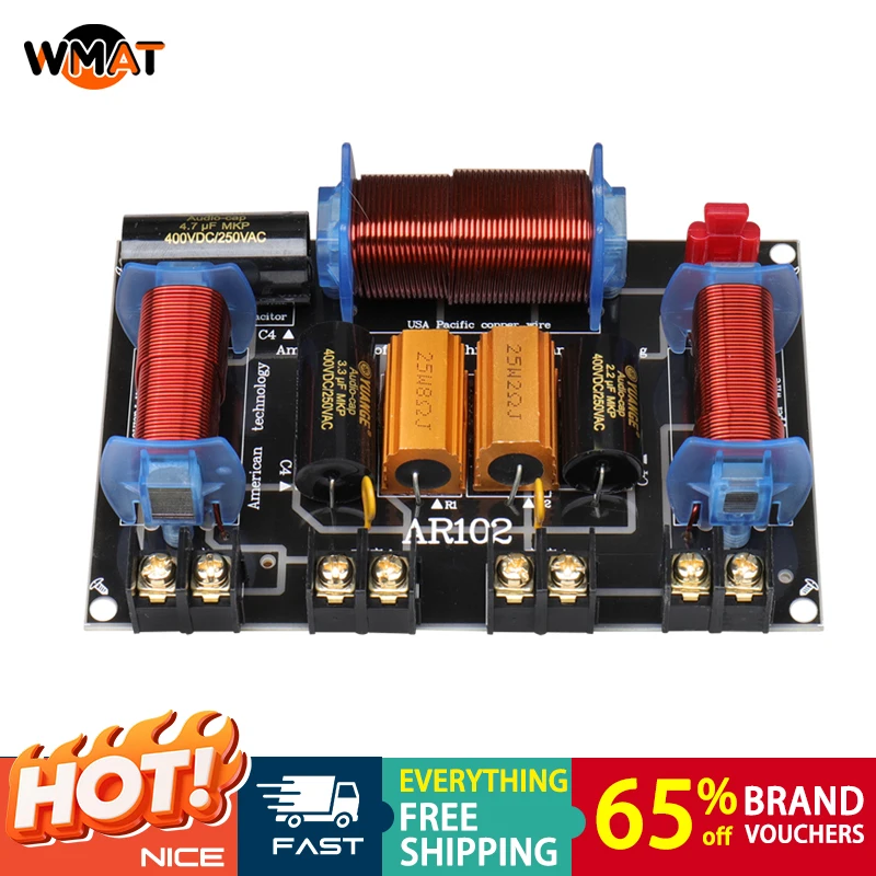 AR102/Speaker Crossover 2 Way 500W for Home Theater Car Audio Bookshelf Speaker 2200Hz Frequency Divider Supports 6.5-12" Woofer
AR102/Speaker Crossover 2 Way 500W for Home Theater Car Audio Bookshelf Speaker 2200Hz Frequency Divider Supports 6.5-12" Woofer