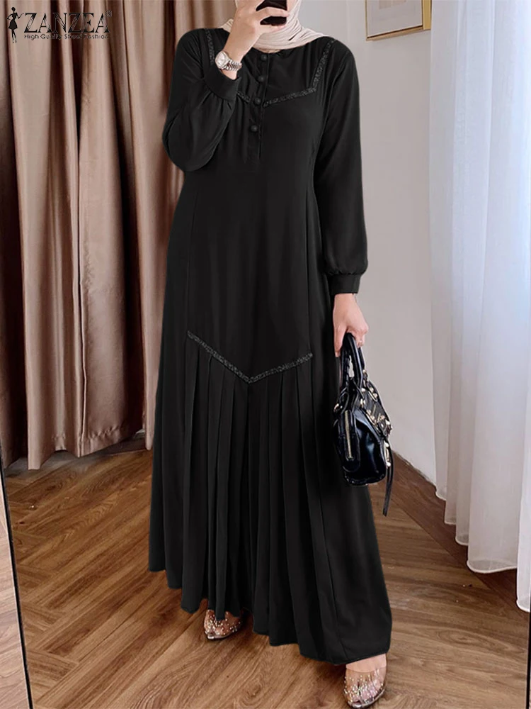 ZANZEA Pleated Hem Modest Dress Woman Muslim Fashion Sequins Patchwork Long Sleeve Abaya Robes Loose Hijab O-Neck Maxi Dresses
ZANZEA Pleated Hem Modest Dress Woman Muslim Fashion Sequins Patchwork Long Sleeve Abaya Robes Loose Hijab O-Neck Maxi Dresses