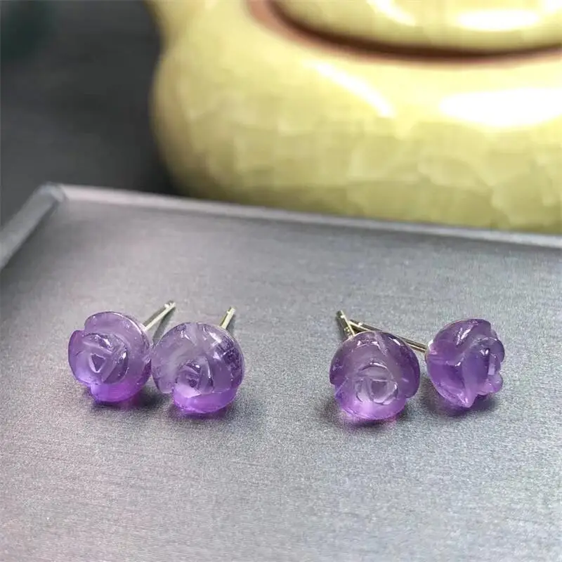 Natural Amethyst Earrings Delicate Simple Paved Ear Stud Fashion Crystal Hypoallergenic For Women Earring Gift 1pair
Natural Amethyst Earrings Delicate Simple Paved Ear Stud Fashion Crystal Hypoallergenic For Women Earring Gift 1pair