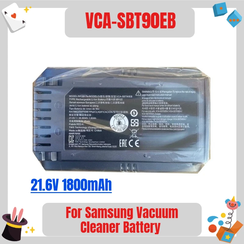 For Samsung Vacuum Cleaner Battery Model Model VCA-SBT90EB 21.6V 1800mAh
For Samsung Vacuum Cleaner Battery Model Model VCA-SBT90EB 21.6V 1800mAh