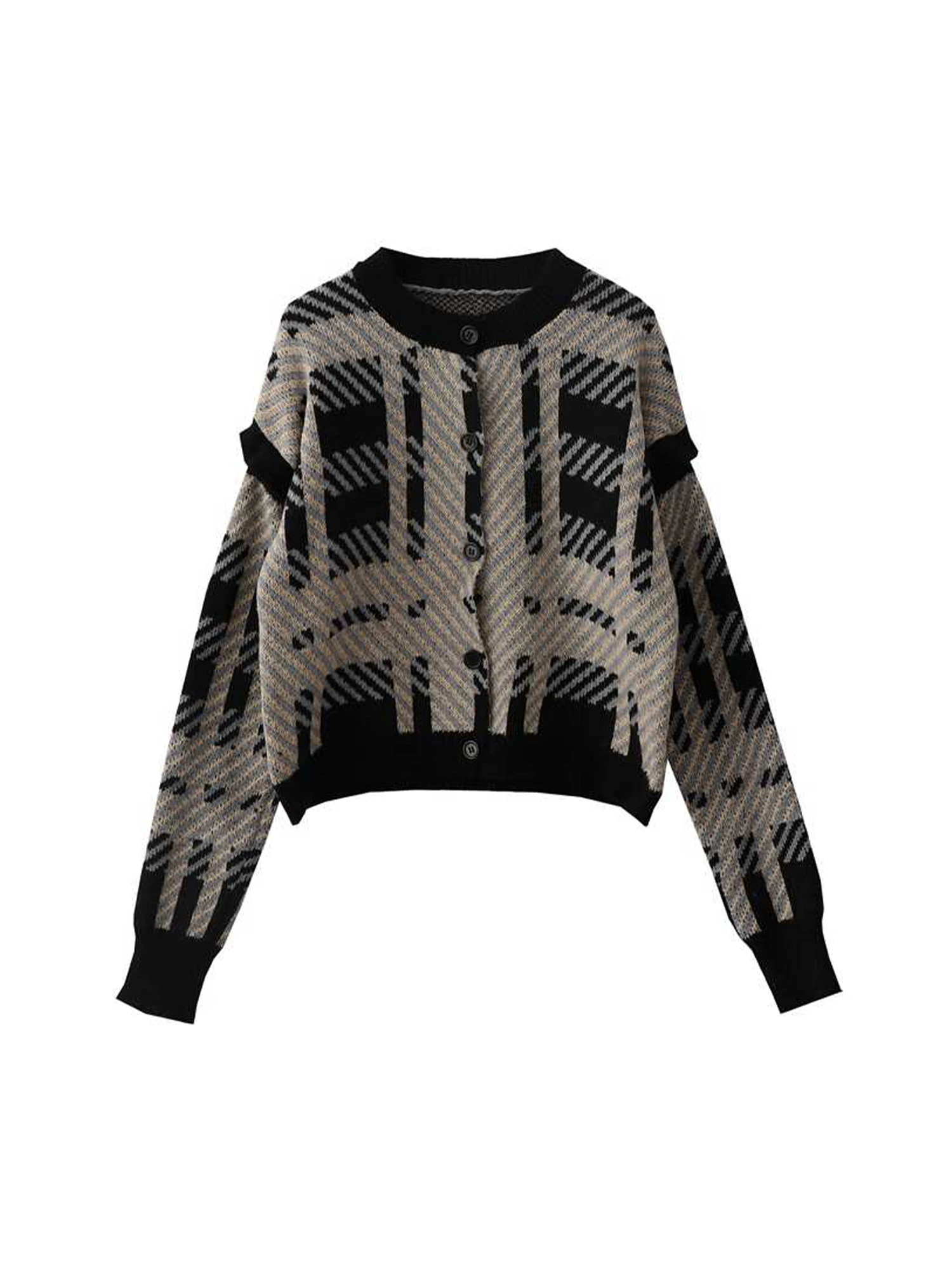 Women's Black Plaid O-Neck Cardigan Sweater Harajuku Vintage 2000s Y2k Long Sleeve Luxury Cashmere Sweater Outerwear Autumn 2025
Women's Black Plaid O-Neck Cardigan Sweater Harajuku Vintage 2000s Y2k Long Sleeve Luxury Cashmere Sweater Outerwear Autumn 2025
