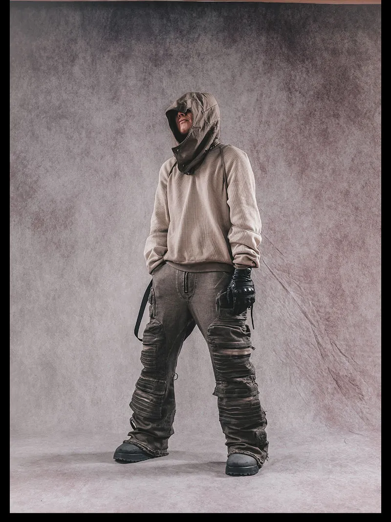 Distressed Wasteland Style Stitching Arc Collar Edging Drop Shoulder Batwing Sleeve Pullover Trendy Casual Sweatshirt
Distressed Wasteland Style Stitching Arc Collar Edging Drop Shoulder Batwing Sleeve Pullover Trendy Casual Sweatshirt