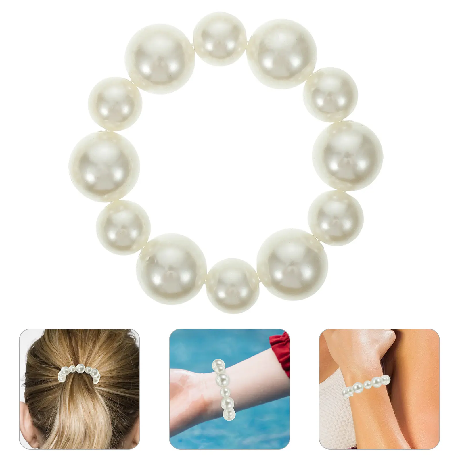 4Pcs Fashion Pearl Hair Ties Elastic Resin Rubber Band Ponytail Holders for Women Girls Kids Parties Christmas Wrist Bracelet
4Pcs Fashion Pearl Hair Ties Elastic Resin Rubber Band Ponytail Holders for Women Girls Kids Parties Christmas Wrist Bracelet