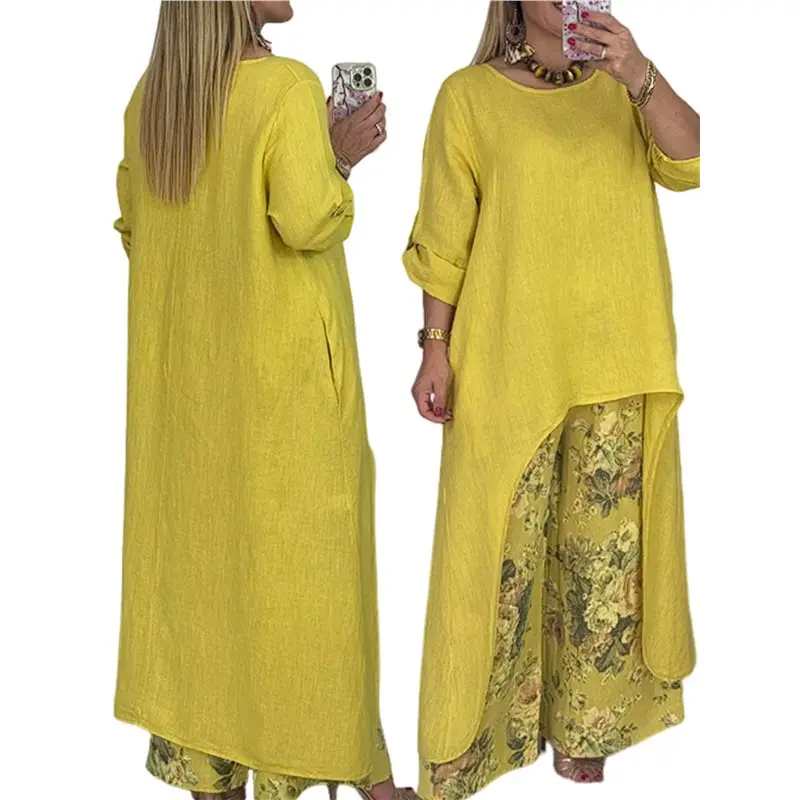 CYL-Nostalgic Floral Print Cotton Dress With Long Sleeves And High Side Splits For Women
CYL-Nostalgic Floral Print Cotton Dress With Long Sleeves And High Side Splits For Women