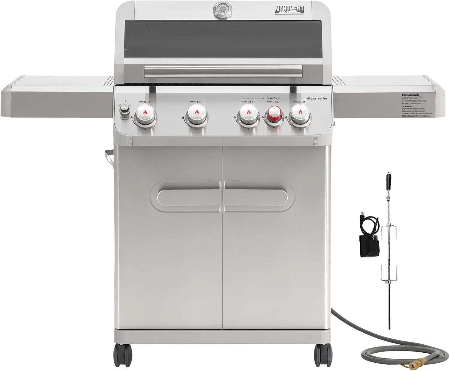 50,000 BTU Natural Gas Grill with Rotisserie and Hose, 4+1 Burner Stainless Steel Outdoor Patio BBQ, Fast Heating with Knob Control
50,000 BTU Natural Gas Grill with Rotisserie and Hose, 4+1 Burner Stainless Steel Outdoor Patio BBQ, Fast Heating with Knob Control