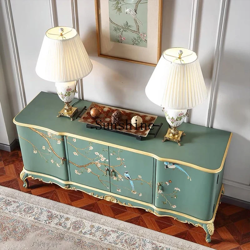 French painted home living room against the wall light luxury villa solid wood art storage dining side decorative cabinet
French painted home living room against the wall light luxury villa solid wood art storage dining side decorative cabinet