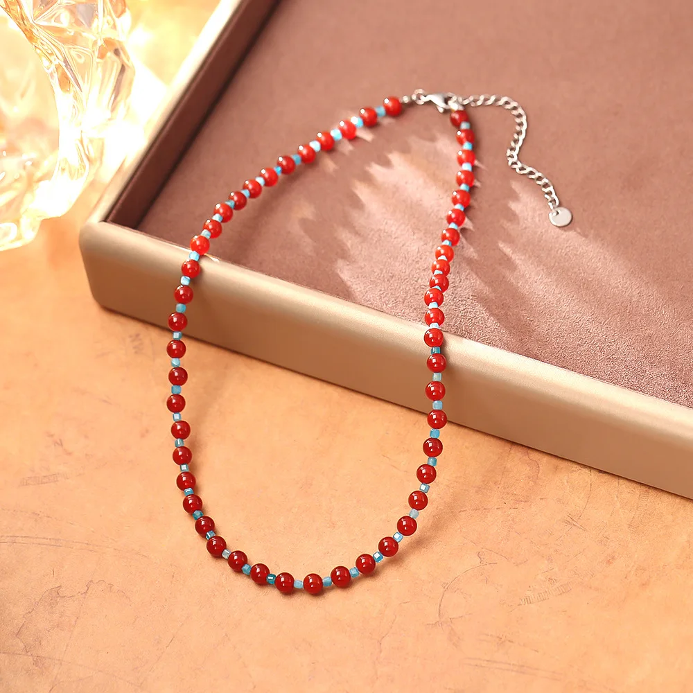 Red agate blue phosphorus beaded necklace women's niche design fashionable exquisite versatile niche retro sweater chain
Red agate blue phosphorus beaded necklace women's niche design fashionable exquisite versatile niche retro sweater chain