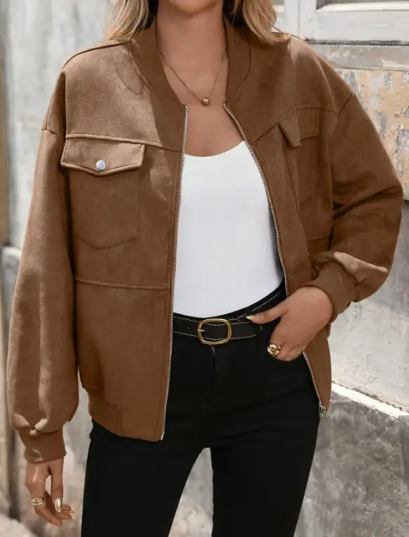 Elegant Women's Velvet Retro Casual Jacket 2026 Autumn Fashion British Baseball Collar Coat Stylish Cozy Outerwear
Elegant Women's Velvet Retro Casual Jacket 2026 Autumn Fashion British Baseball Collar Coat Stylish Cozy Outerwear