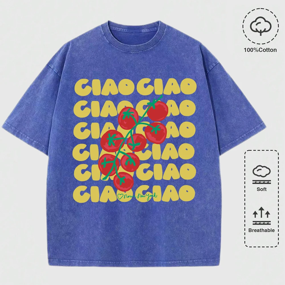 Ciao Tomatoes Fruits Design, стираная футболка, женские летние футболки в стиле хип-хоп, модный хлопковый топ, мягкий женский топ большого размера с коротким рукавом
Ciao Tomatoes Fruits Design, стираная футболка, женские летние футболки в стиле хип-хоп, модный хлопковый топ, мягкий женский топ большого размера с коротким рукавом