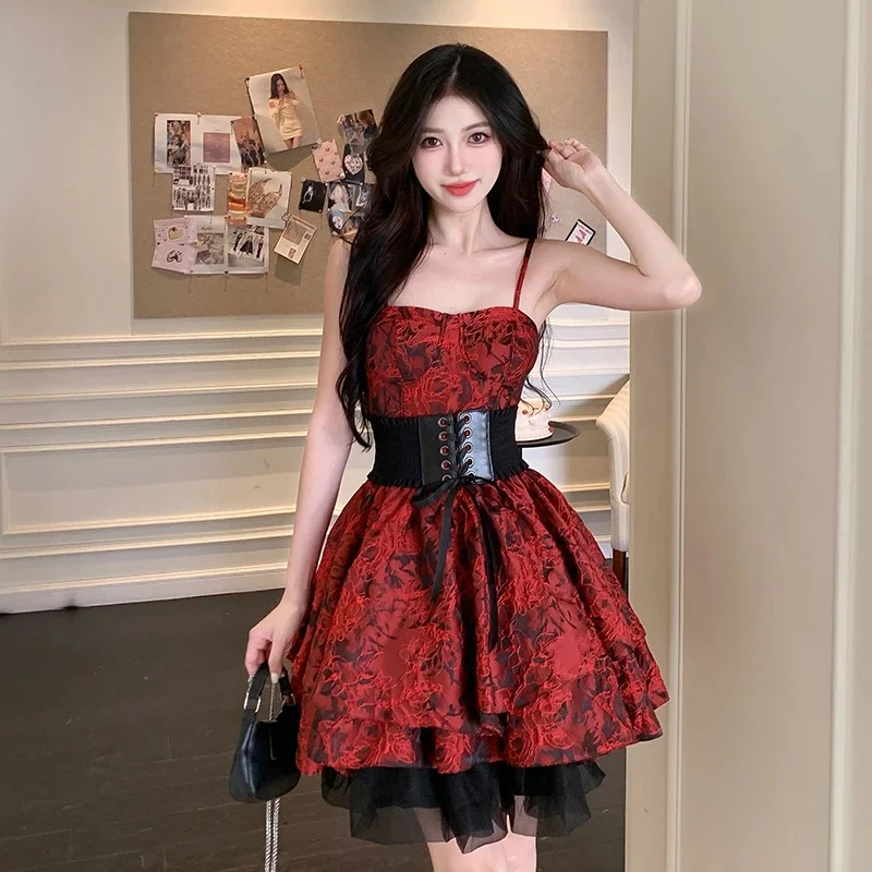 Sweet and Spicy Red Suspender Hot girl Dress With Chest Cushion Sexy Slimming Ballet Princess Fluffy Skirt Birthday Short Skirt
Sweet and Spicy Red Suspender Hot girl Dress With Chest Cushion Sexy Slimming Ballet Princess Fluffy Skirt Birthday Short Skirt