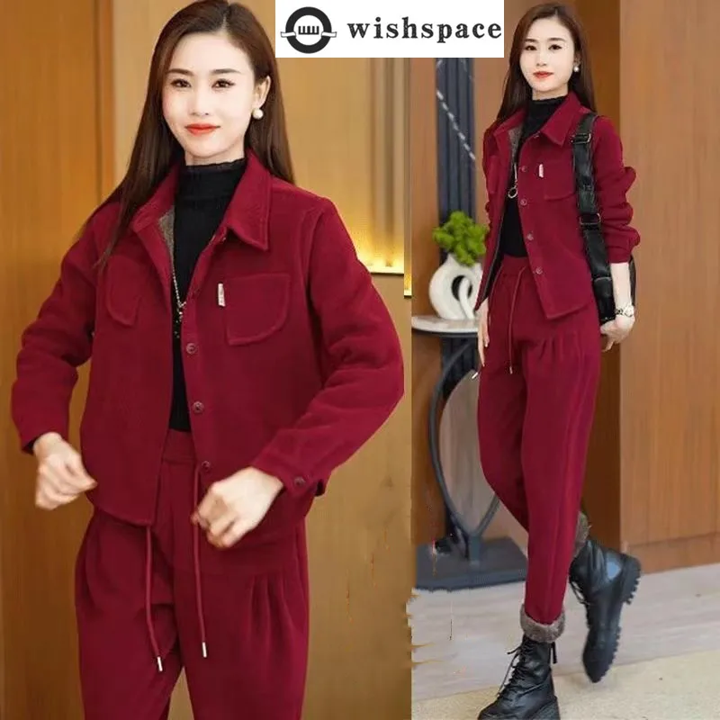 Autumn and Winter Warm Fashion Set with Velvet for Women New Korean Style Casual and Sports Two Piece Set
Autumn and Winter Warm Fashion Set with Velvet for Women New Korean Style Casual and Sports Two Piece Set