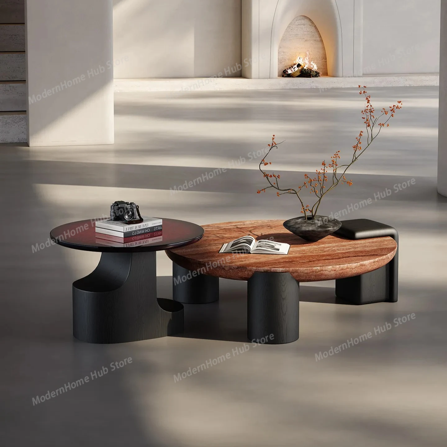 Italian minimalist natural red travertine coffee table, living room home use, high-end round coffee table Home Furniture
Italian minimalist natural red travertine coffee table, living room home use, high-end round coffee table Home Furniture