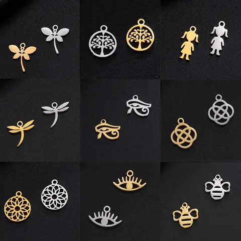 EUEAVAN – breloques à nœud celtique en acier inoxydable, 5 pièces, pour la fabrication de bijoux, fleur de vie minimale, pendentif mauvais œil égyptien, vente en gros