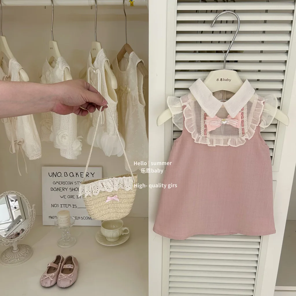 New Pink Vest Dress for Girls 2025 Summer New Baby Stylish Lace Mesh Dress Little Fragrance Style Girls Princess Dress 
New Pink Vest Dress for Girls 2025 Summer New Baby Stylish Lace Mesh Dress Little Fragrance Style Girls Princess Dress