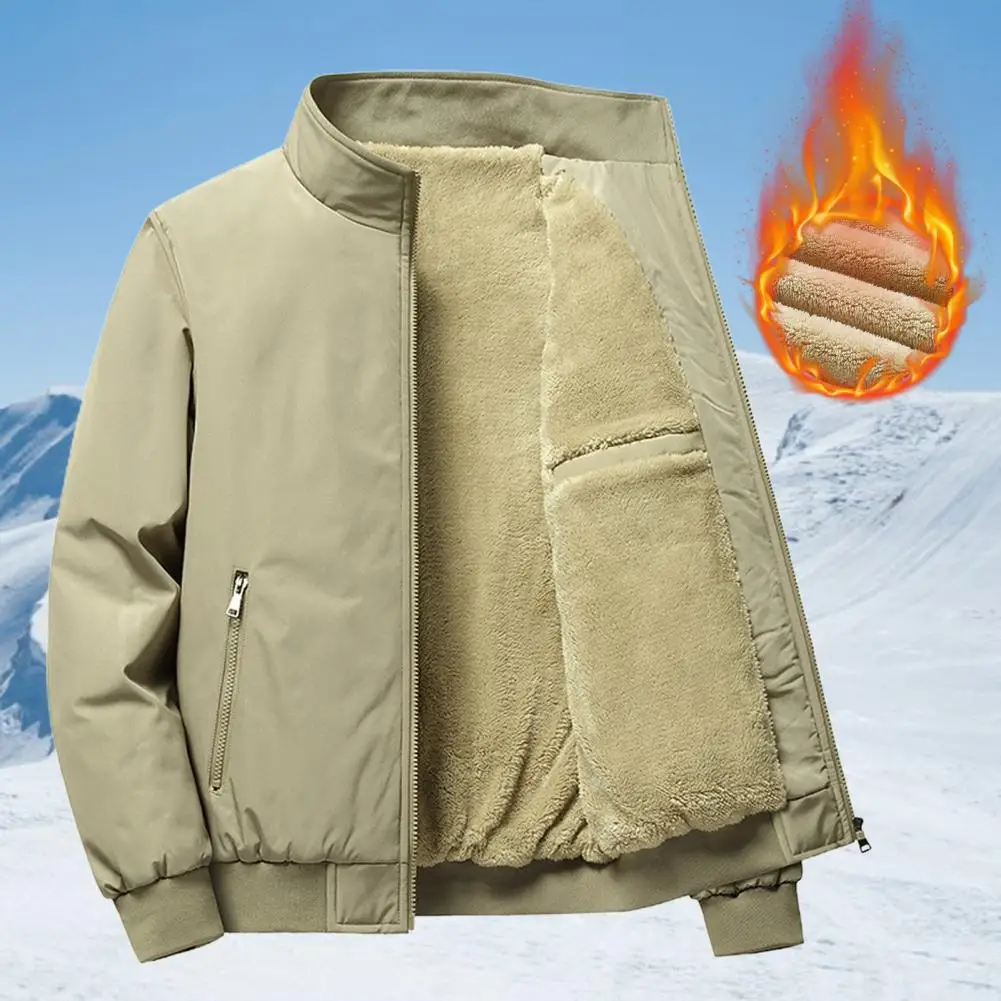 Autumn Winter Men Jacket Thick Plush Lining Stand Collar Zipper Male Coat Solid Color Pocket Long Sleeves Casual Coat
Autumn Winter Men Jacket Thick Plush Lining Stand Collar Zipper Male Coat Solid Color Pocket Long Sleeves Casual Coat