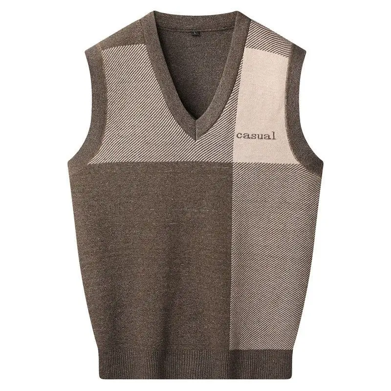 Knit Sweater Male Plaid Waistcoat Men's Clothing Sleeveless V Neck Vest Blue Elegant Hot Casual Korean Autumn Clothes Overfit
Knit Sweater Male Plaid Waistcoat Men's Clothing Sleeveless V Neck Vest Blue Elegant Hot Casual Korean Autumn Clothes Overfit