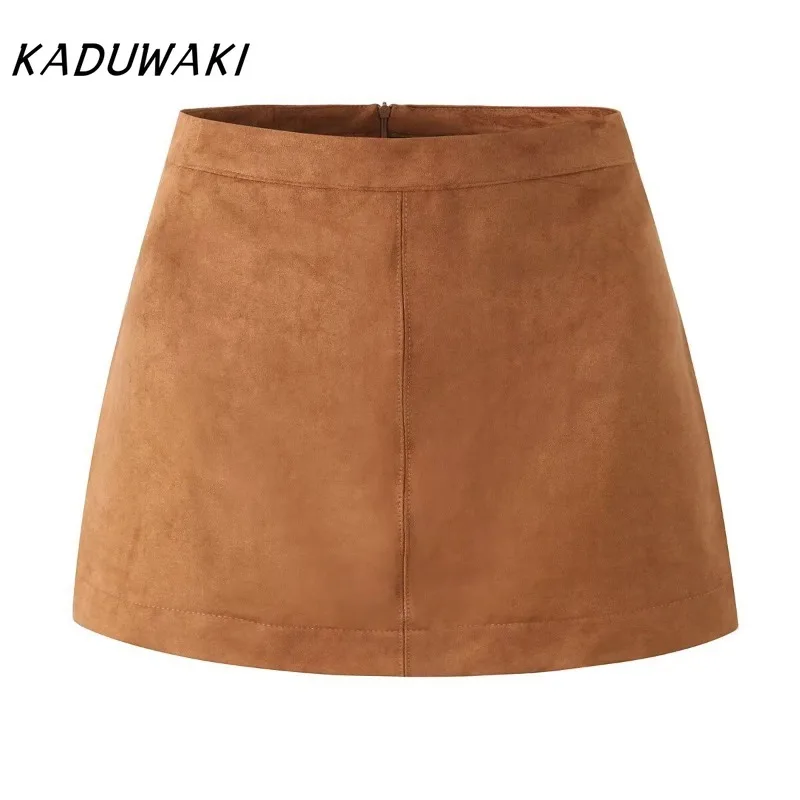 KADUWAKI Spring New Women's Suede Mini Skirt Solid Color Simple Style Back Zipper High Waist Slim A Line Skirts Pantskirt Thin
KADUWAKI Spring New Women's Suede Mini Skirt Solid Color Simple Style Back Zipper High Waist Slim A Line Skirts Pantskirt Thin