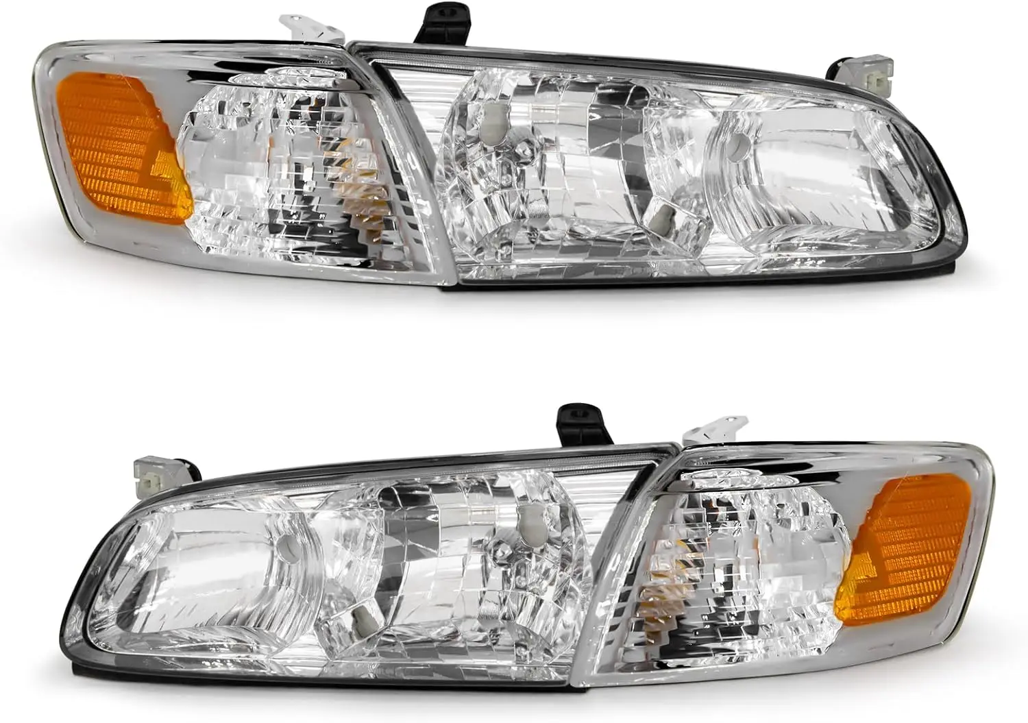 Headlamp Assembly for 2000 2001 Camry - Chrome Housing with Amber Reflector, Driver and Passenger Side (Without Bulbs)
Headlamp Assembly for 2000 2001 Camry - Chrome Housing with Amber Reflector, Driver and Passenger Side (Without Bulbs)