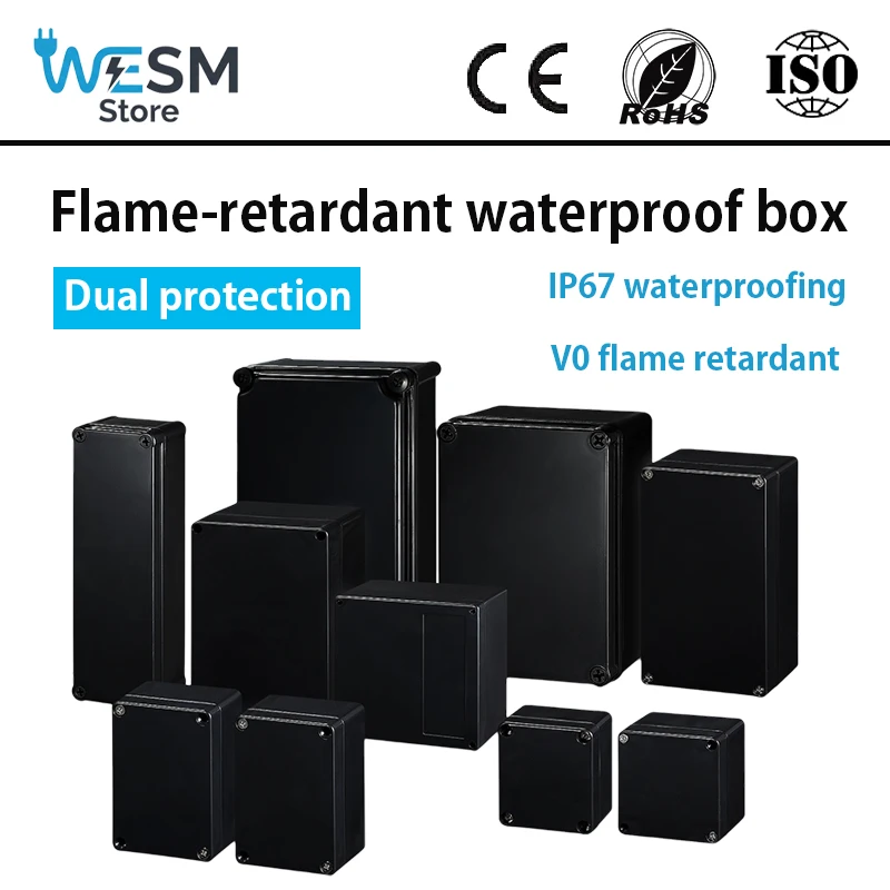 ABS plastic V0 flame-retardant black waterproof junction box for outdoor power supply and sealed instrument box
ABS plastic V0 flame-retardant black waterproof junction box for outdoor power supply and sealed instrument box
