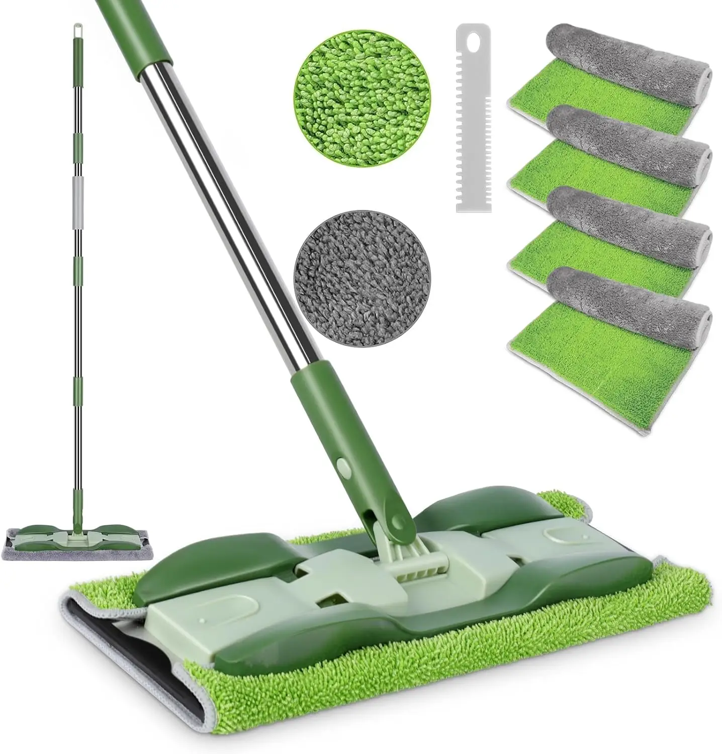 Microfiber Mop - Flat Floor Mops Wet Dry Dust Mop with 4 Washable Pads & 52.4'' Stainless Steel Handle for Hardwood Laminate
Microfiber Mop - Flat Floor Mops Wet Dry Dust Mop with 4 Washable Pads & 52.4'' Stainless Steel Handle for Hardwood Laminate