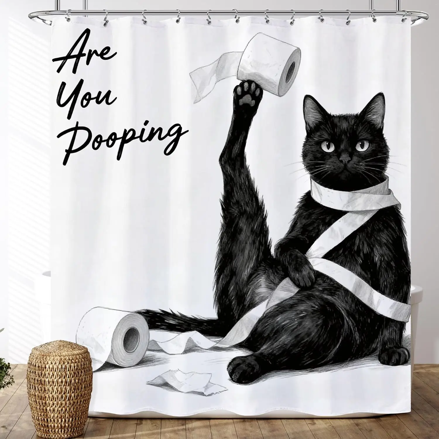 Funny Cat Shower Curtain Fun Black Cats are You Pooping Shower Curtain Set Funky Animal Bath Curtain Whimsical Ridiculous
Funny Cat Shower Curtain Fun Black Cats are You Pooping Shower Curtain Set Funky Animal Bath Curtain Whimsical Ridiculous