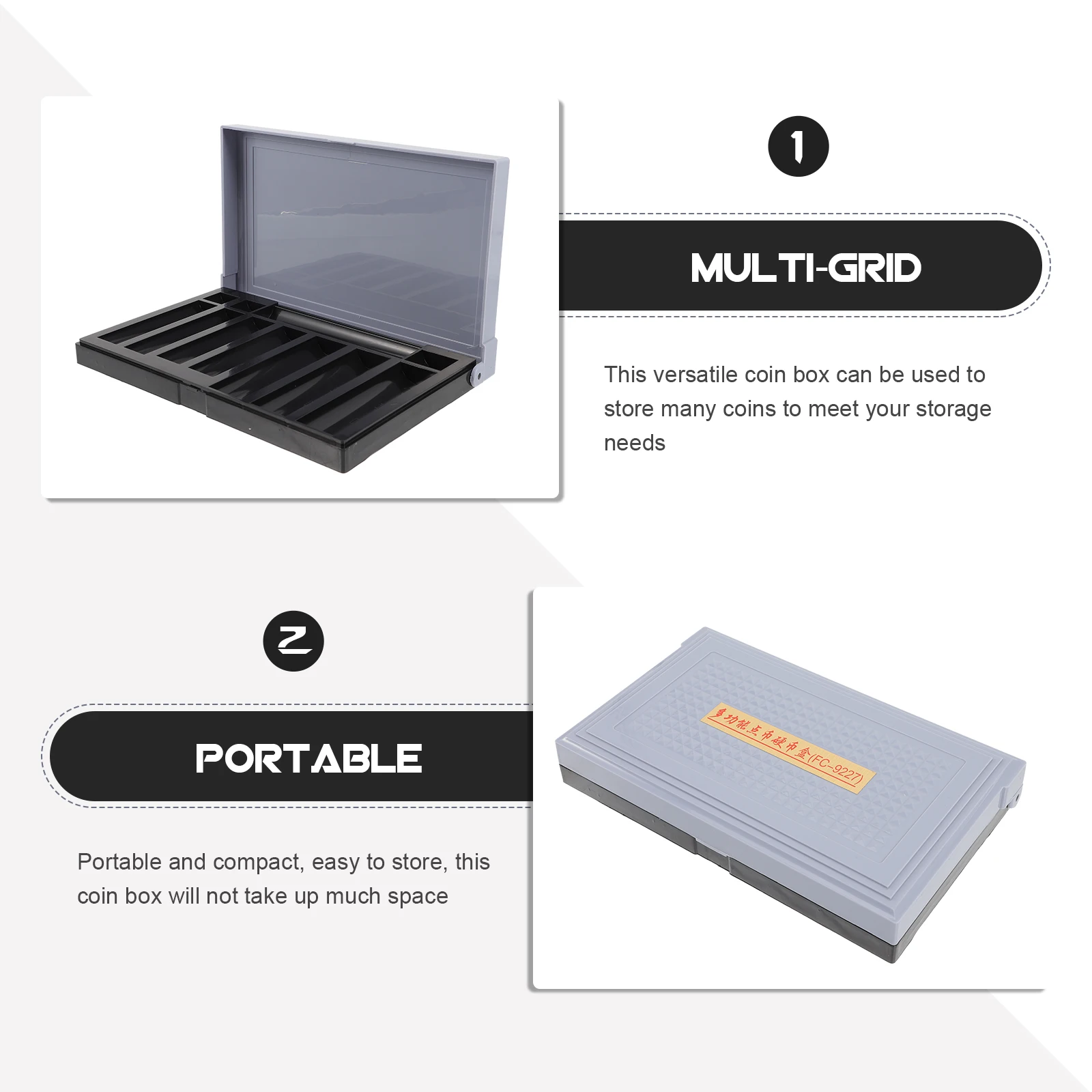 Multi-Grid Coin Storage Case Plastic Household Coin Box Sturdy Organizer Supermarket Bank Accessory Reusable Container Cashiers 
Multi-Grid Coin Storage Case Plastic Household Coin Box Sturdy Organizer Supermarket Bank Accessory Reusable Container Cashiers