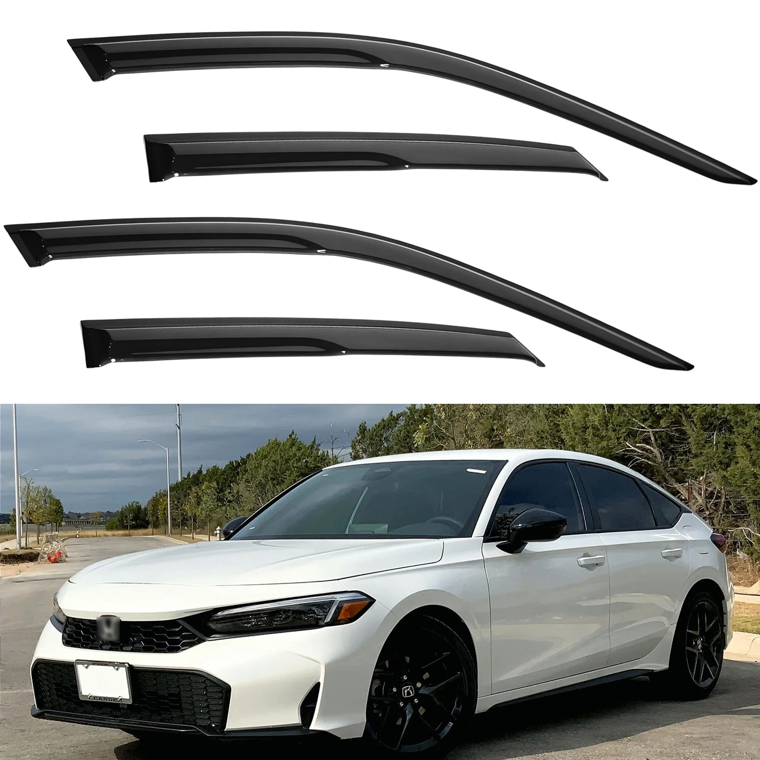 For Civic 4-Door Hatchback 2022-2025 Wind Deflectors Tinted 4pcs Set Window Visor Sun Rain Vent Guards with Drain Channel 1.5MM Thick
For Civic 4-Door Hatchback 2022-2025 Wind Deflectors Tinted 4pcs Set Window Visor Sun Rain Vent Guards with Drain Channel 1.5MM Thick