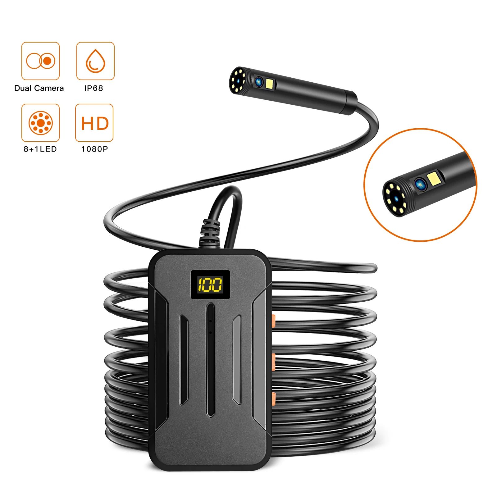 8mm 2MP 1080P Wireless WIFI Dual Lens Endoscope Water-proof IP66 CMOS Borescope Inspection Otoscope Camera Digital Microscope
8mm 2MP 1080P Wireless WIFI Dual Lens Endoscope Water-proof IP66 CMOS Borescope Inspection Otoscope Camera Digital Microscope