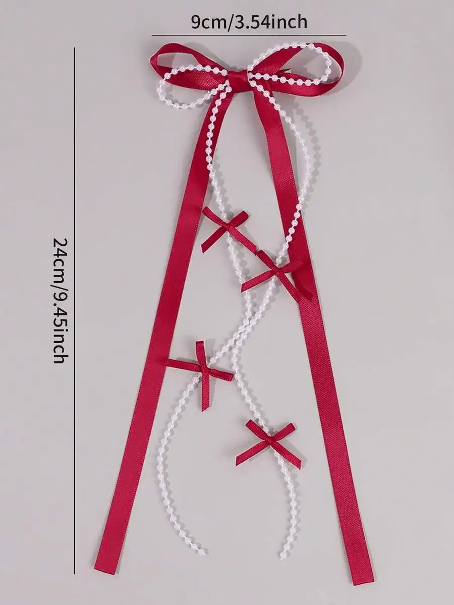Red Pearl Tassel Bow Hair Ribbons For Women Wedding Vacation Accessories
Red Pearl Tassel Bow Hair Ribbons For Women Wedding Vacation Accessories