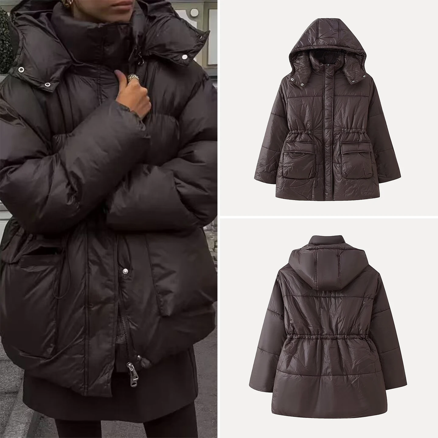 Ele Casual Long Sve Hooded Women's Cotton Jaet Waist-Cinching Comfortable Fit Commute Sle Zipper Closure Color
Ele Casual Long Sve Hooded Women's Cotton Jaet Waist-Cinching Comfortable Fit Commute Sle Zipper Closure Color