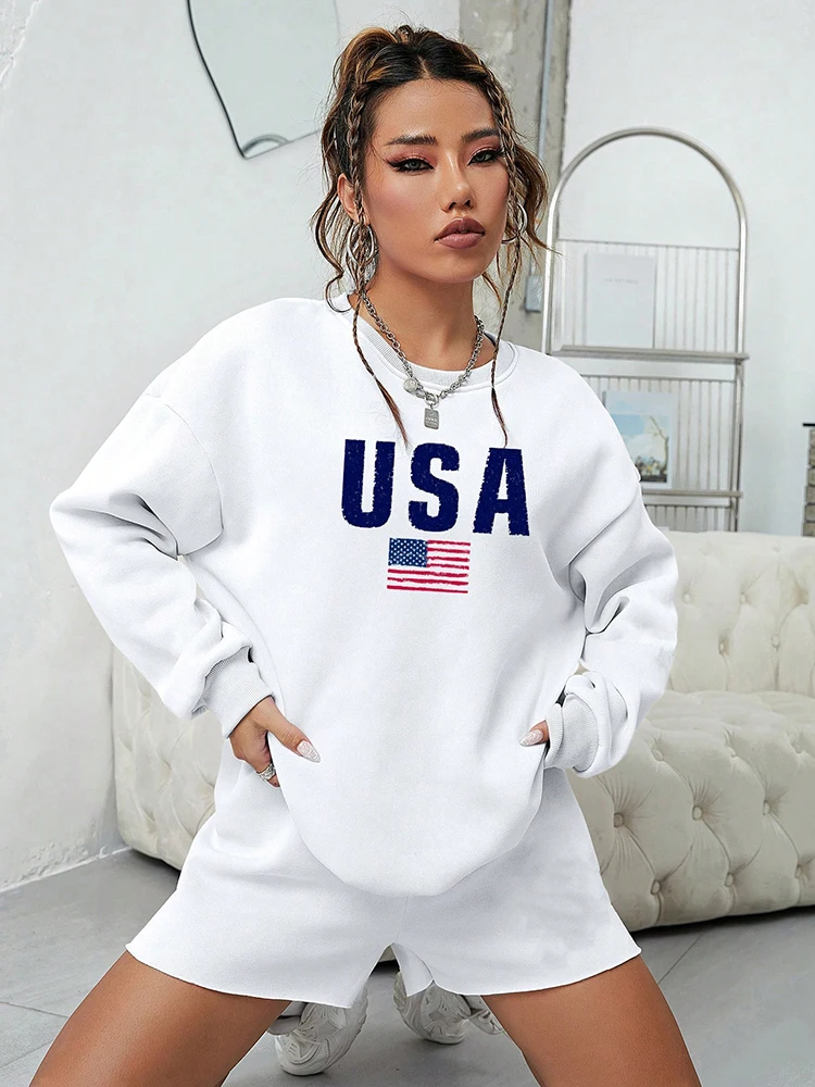 American Flag USA Print Sweatshirts For Women Long Sleeves O-Neck Hoodie Personality Casual Pullover Fashion Female Top Clothes
American Flag USA Print Sweatshirts For Women Long Sleeves O-Neck Hoodie Personality Casual Pullover Fashion Female Top Clothes