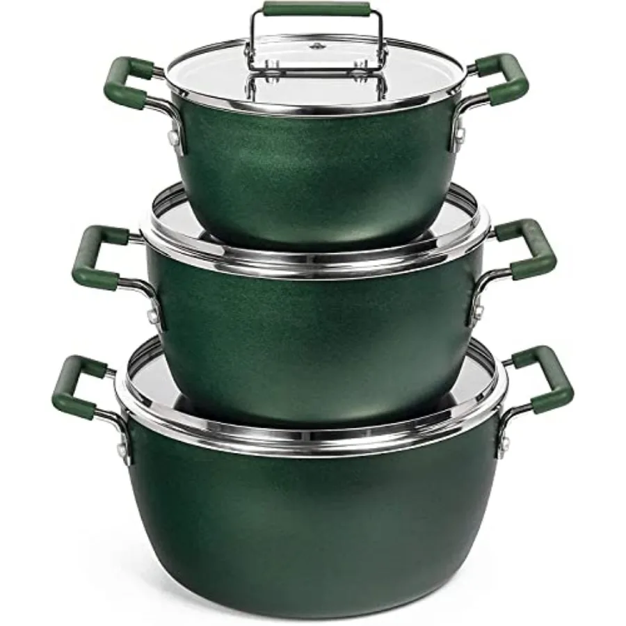 Green Pots and Pans Set Nonstick 6 Stackable Piece Cooking Pots Set Kitchen Pots Non Stick Coating 5qt 3qt and 1.5qt Pots with
Green Pots and Pans Set Nonstick 6 Stackable Piece Cooking Pots Set Kitchen Pots Non Stick Coating 5qt 3qt and 1.5qt Pots with