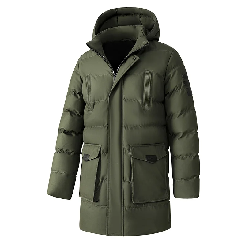 Зимняя мужская рабочая одежда, длинная хлопковая стеганая куртка с капюшоном, одежда больших размеров, новая флисовая теплая зимняя куртка, мужская парка с капюшоном