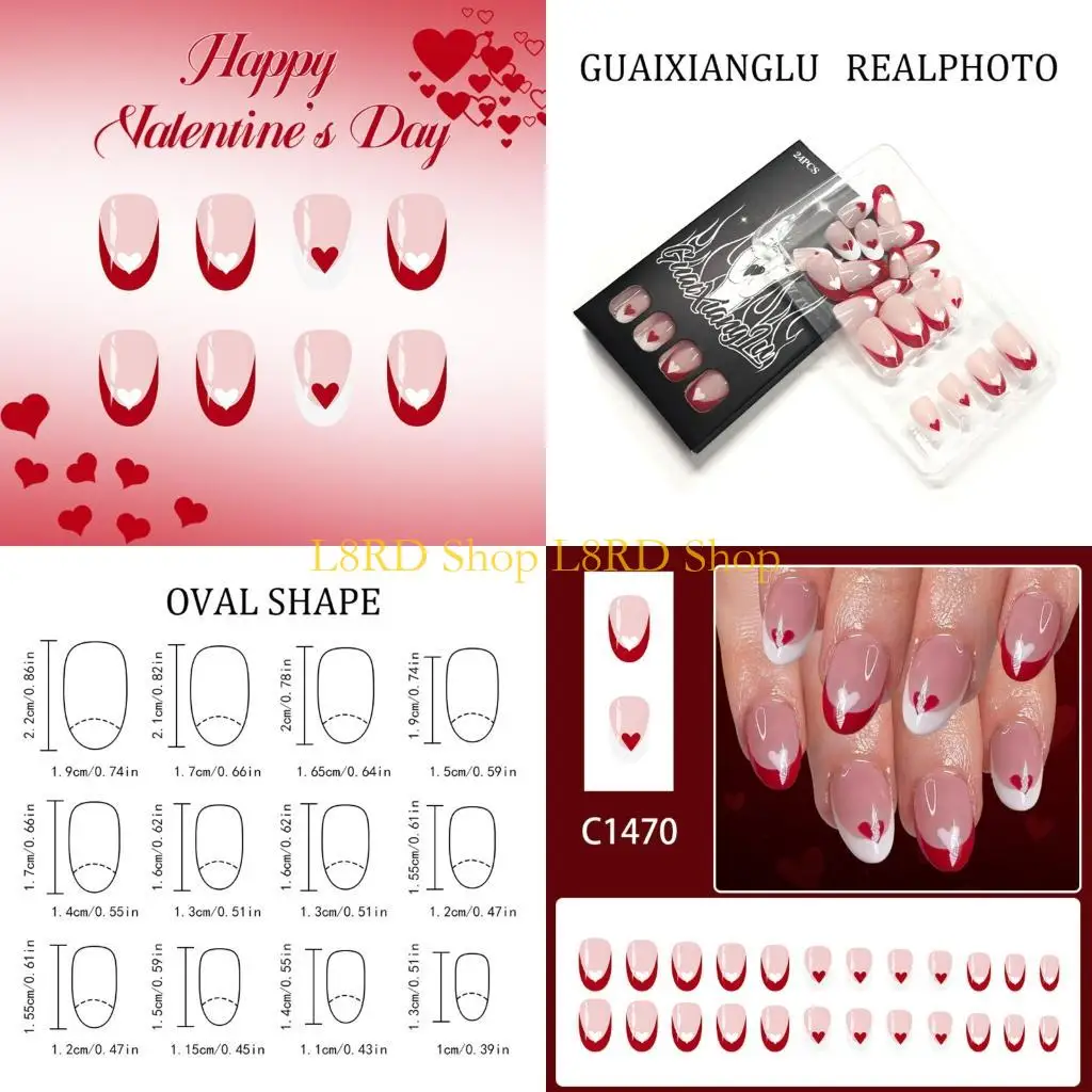 L8RD, 24 шт., искусственные ногти на День Святого Валентина, красные сердечки, французские кончики, сладкий дизайн, многоразовые
L8RD, 24 шт., искусственные ногти на День Святого Валентина, красные сердечки, французские кончики, сладкий дизайн, многоразовые