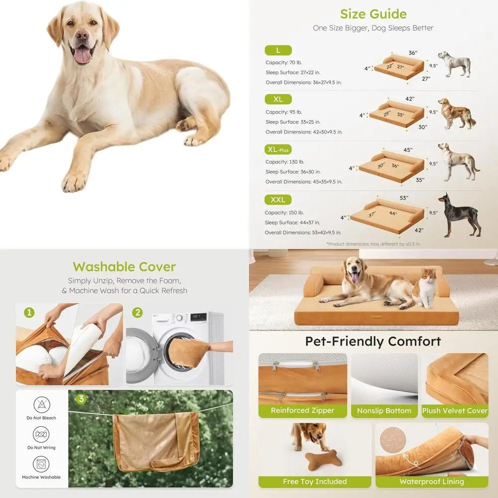 Large Orthopedic Dog Bed with Dual Cooling Sides, Memory Foam, Washable Cover, Nonslip & Waterproof, Ideal for XL Dogs in Brown
Large Orthopedic Dog Bed with Dual Cooling Sides, Memory Foam, Washable Cover, Nonslip & Waterproof, Ideal for XL Dogs in Brown