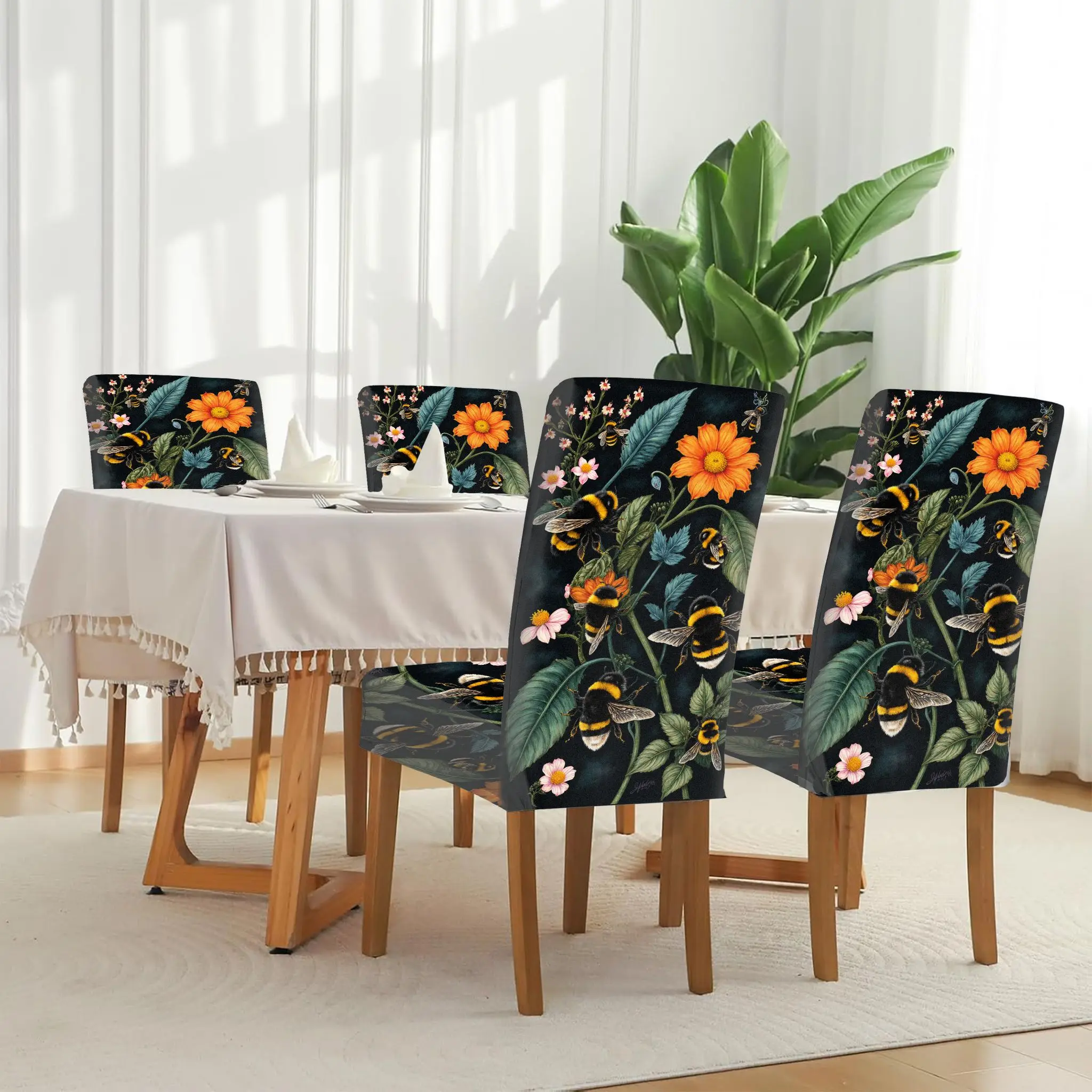 Чехол для обеденного стула с растягивающимся покрытием, винтажный дизайн с иллюстрациями растений, узоры пчел и цветов, съемный, моющийся, для домашнего использования.
Чехол для обеденного стула с растягивающимся покрытием, винтажный дизайн с иллюстрациями растений, узоры пчел и цветов, съемный, моющийся, для домашнего использования.
