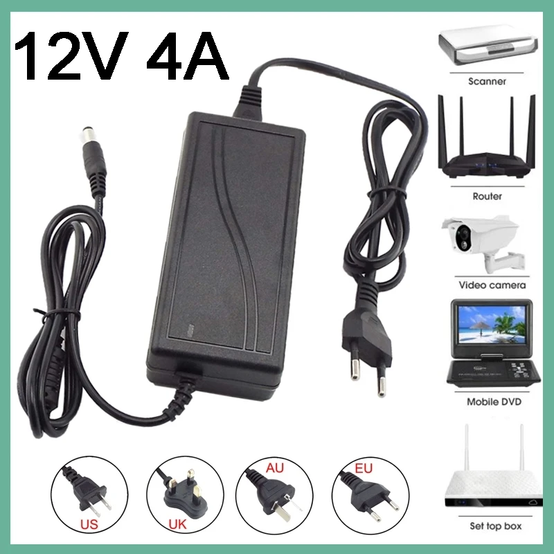 12Volt 4000ma AC to DC Power Supply Adapter 110-220V 12V 4A Converter Charger 5.5*2.mm for CCTV Camera LED Strip Light E3
12Volt 4000ma AC to DC Power Supply Adapter 110-220V 12V 4A Converter Charger 5.5*2.mm for CCTV Camera LED Strip Light E3