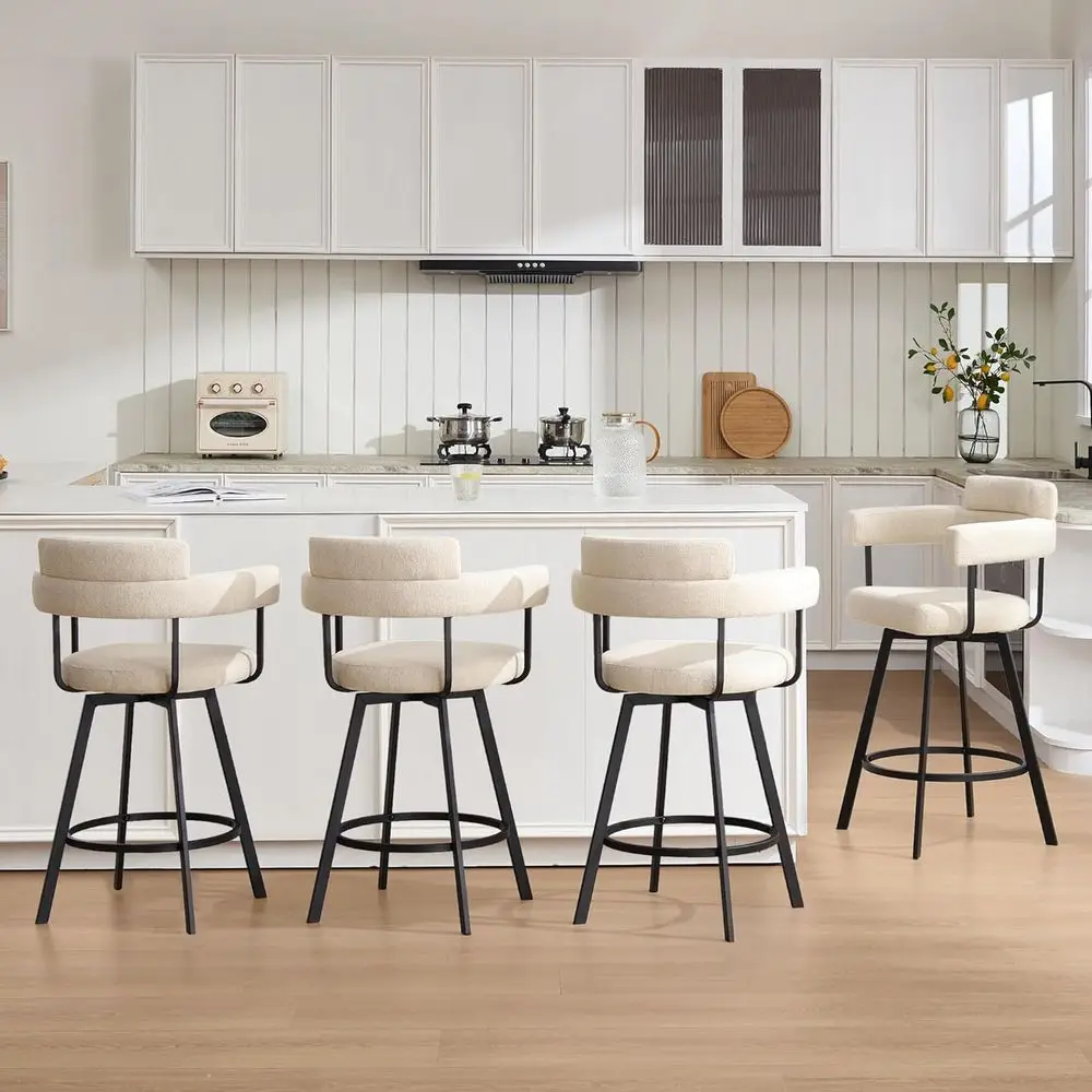 Fabric Upholstered Swivel Bar Stools with Metal Legs, Armrest, Set of 4, Beige for Kitchen Island or Dining Room
Fabric Upholstered Swivel Bar Stools with Metal Legs, Armrest, Set of 4, Beige for Kitchen Island or Dining Room