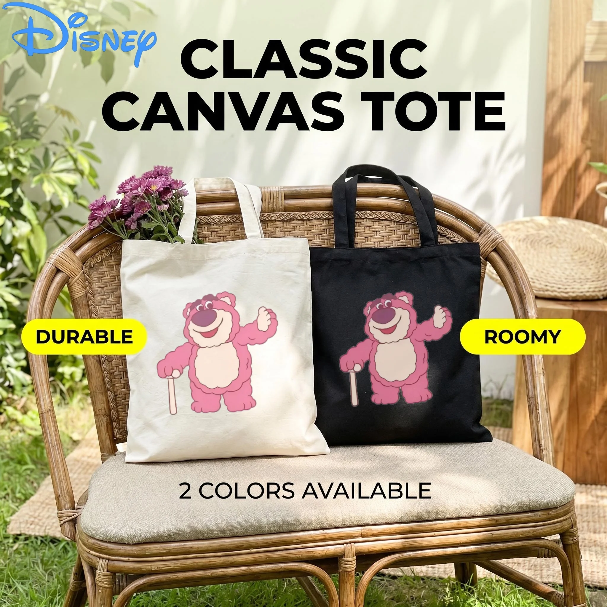 1PC Kawaii Disney Lotso Canvas Shopping Bag, Toy Story Daily Handbag for Fans
1PC Kawaii Disney Lotso Canvas Shopping Bag, Toy Story Daily Handbag for Fans