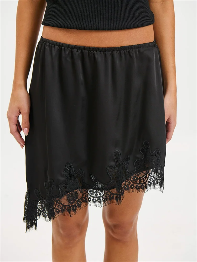 Apprabant Women Satin Irregular Mini Skirt Lace Trim Elastic Waist Elegant Commuter Summer Street Party Club Casual Chic Outfit
Apprabant Women Satin Irregular Mini Skirt Lace Trim Elastic Waist Elegant Commuter Summer Street Party Club Casual Chic Outfit