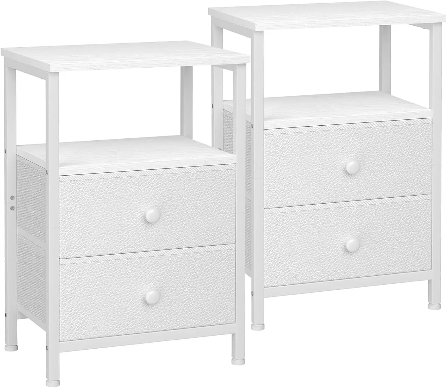 Night Stand Set 2, Bedside Table with 2 Fabric Drawers & Open Shelf, Small End Tables for Living Room, White
Night Stand Set 2, Bedside Table with 2 Fabric Drawers & Open Shelf, Small End Tables for Living Room, White