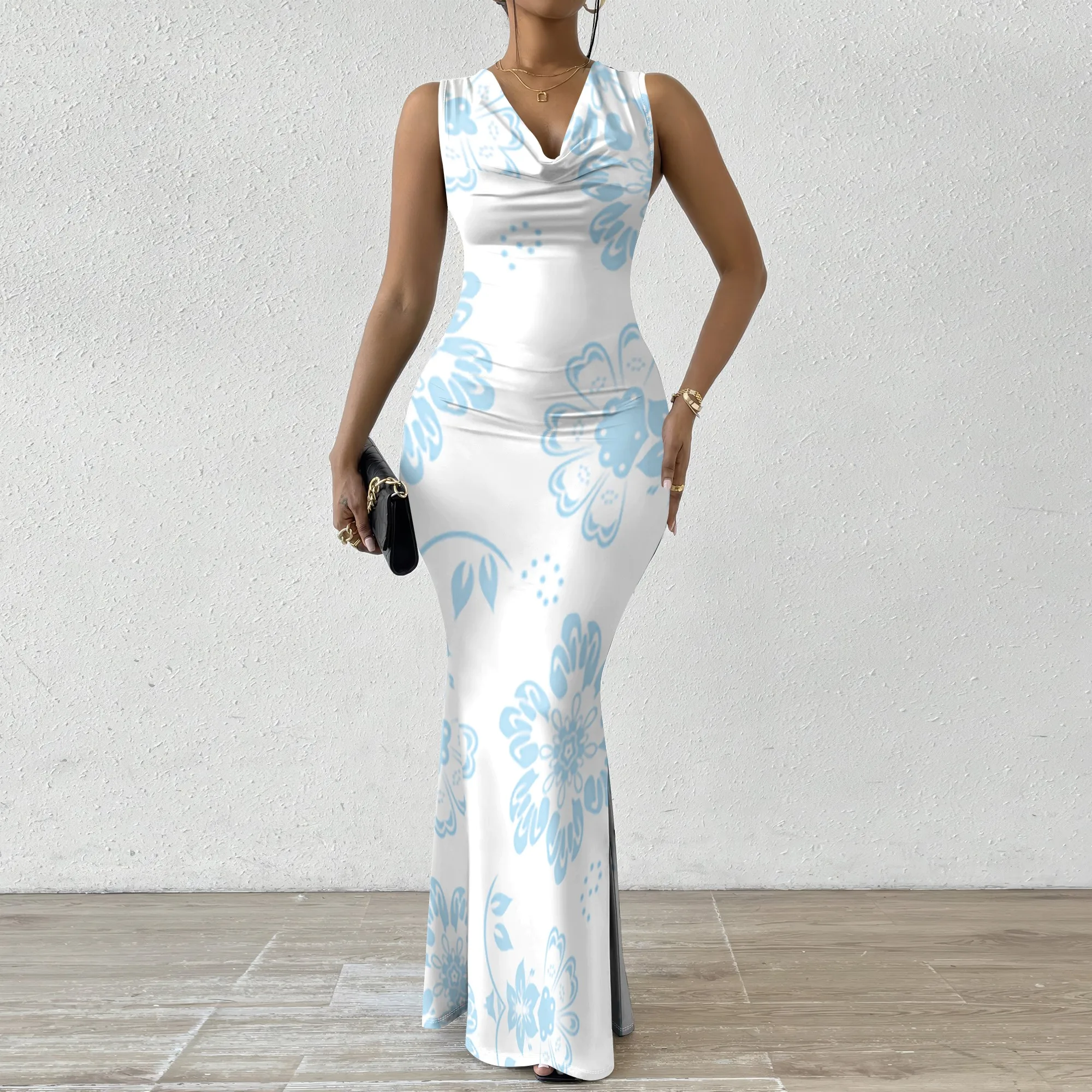 White & Blue Floral V-Neck Maxi Dress for Women 2025 New Arrival Elegant Summer Beach Dress XS-2XL
White & Blue Floral V-Neck Maxi Dress for Women 2025 New Arrival Elegant Summer Beach Dress XS-2XL