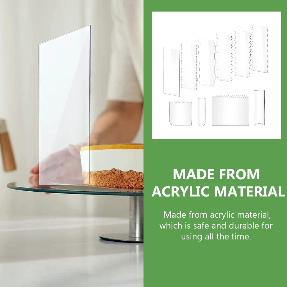 10Pcs Acrylic Cake Scrapers Set Professional Cake Cutting Tools Kitchen Baking Accessories Cream Making Scrapers 
10Pcs Acrylic Cake Scrapers Set Professional Cake Cutting Tools Kitchen Baking Accessories Cream Making Scrapers