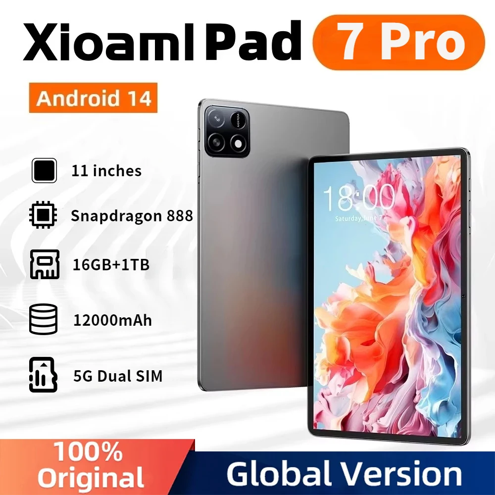 2025 Original Pad 7 Pro Tablet 11inch Snapdrago 888 HD 4K Android 14 16GB+1TB 12000mAh 5G Dual SIM WiFi GPS gaming Tablet PC
2025 Original Pad 7 Pro Tablet 11inch Snapdrago 888 HD 4K Android 14 16GB+1TB 12000mAh 5G Dual SIM WiFi GPS gaming Tablet PC