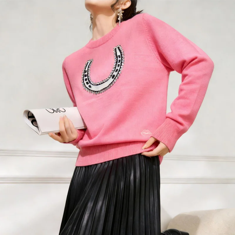 Autumn new European and American women's versatile letter-print top, loose pullover knit sweater with long sleeves
Autumn new European and American women's versatile letter-print top, loose pullover knit sweater with long sleeves